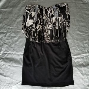 New BouBou Floral Pattern Strapless Sweetheart Mini Cocktail Dress Size Small